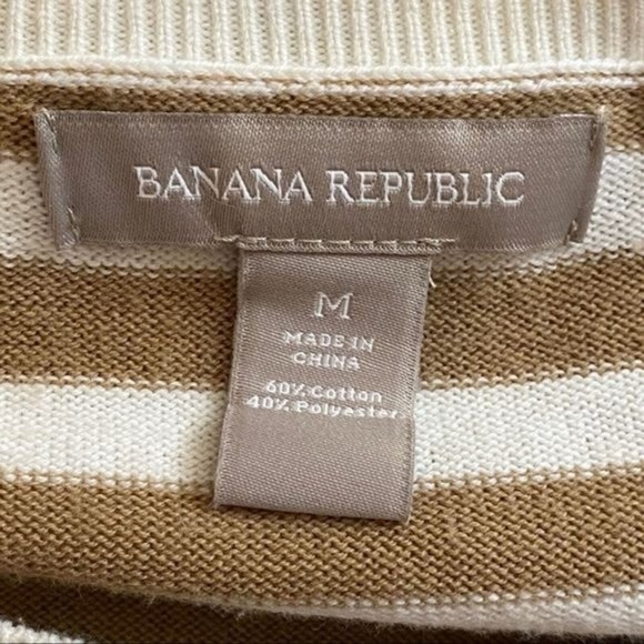 Banana Republic Sweater Womens Medium Tan Ivory Animal Print Stripe Fun Casual - Picture 6 of 6